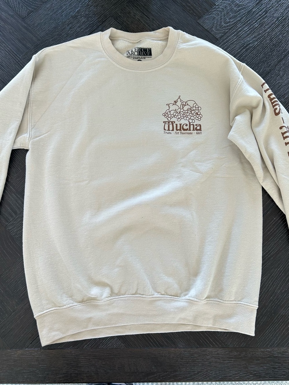 Crewneck Sweatshirt - Cream with Brown Graphic